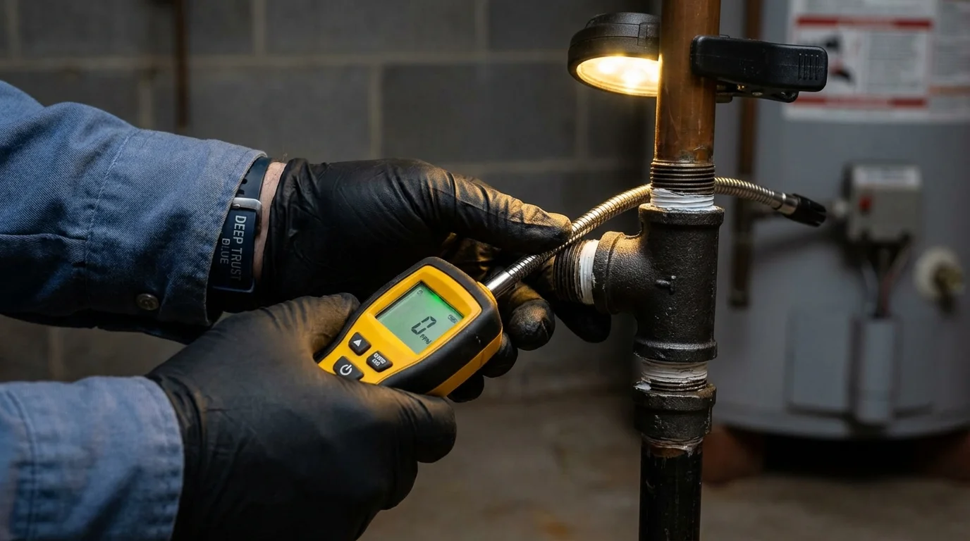 Gas leak detection with electronic sniffer by Johns Plumbing LLC in Enid